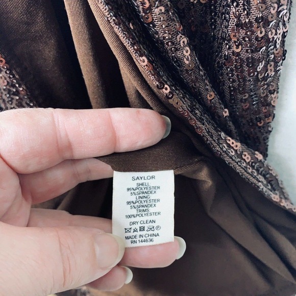 Saylor Harmonie Dress Womens Size Medium NWT $308 Brown Copper Sequin Formal - Picture 14 of 16